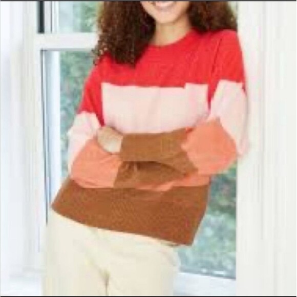 a new day Striped Color Block Sweater Women Size XS - Picture 2 of 9